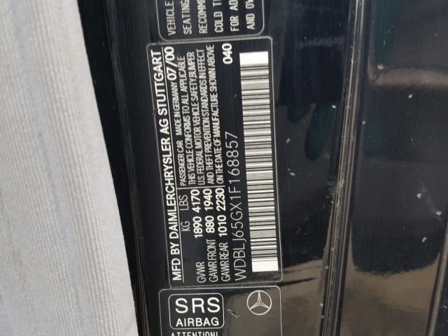 WDBLJ65GX1F168857 - 2001 MERCEDES-BENZ CLK 320 BLACK photo 10