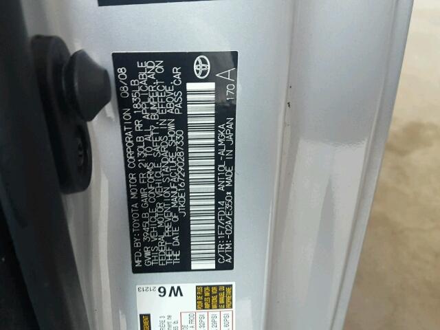 JTKDE167290287330 - 2009 TOYOTA SCION TC 银色 照片 10