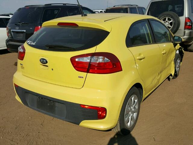 KNADM5A35G6699500 - 2016 KIA RIO LX YELLOW photo 4