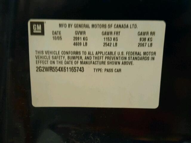 2G2WR554X61165743 - 2006 PONTIAC GRAND PRIX BLUE photo 10