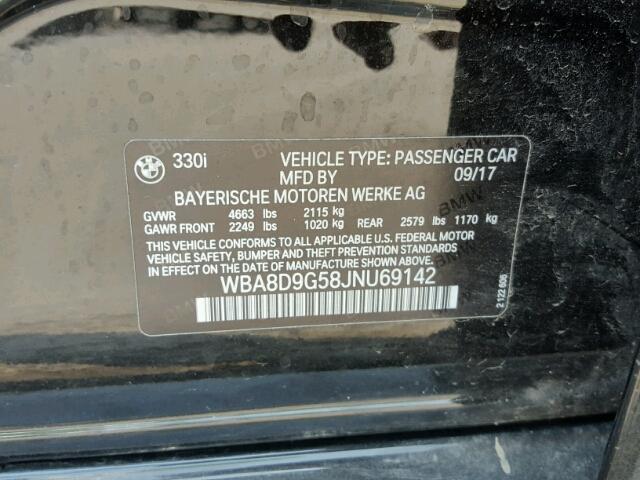 WBA8D9G58JNU69142 - 2018 BMW 330 XI Noir photo 10