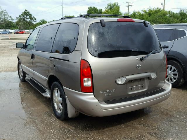 4N2ZN16T81D816946 - 2001 NISSAN QUEST SE BROWN photo 3