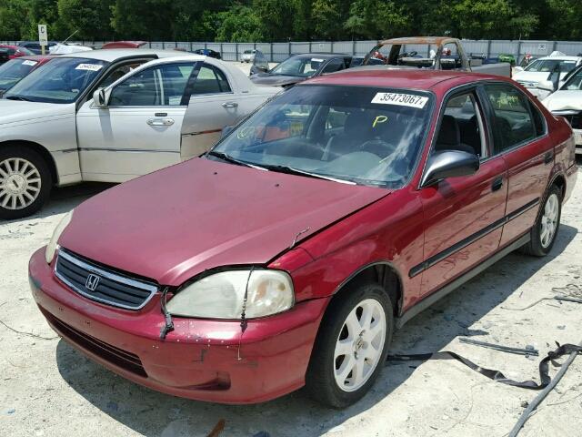 1HGEJ6678XL036426 - 1999 HONDA CIVIC LX RED photo 2