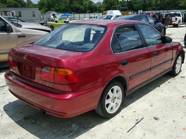 1HGEJ6678XL036426 - 1999 HONDA CIVIC LX RED photo 4