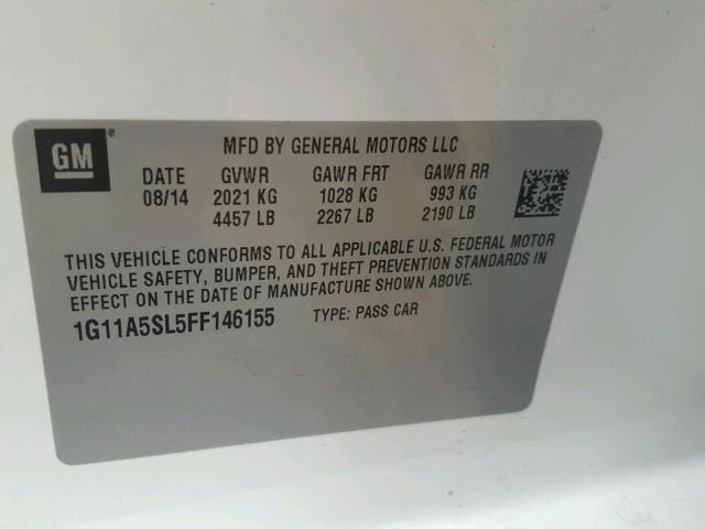 1G11A5SL5FF146155 - 2015 CHEVROLET MALIBU LS WHITE photo 10