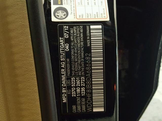 WDDHF8JB8DA686682 - 2013 MERCEDES-BENZ E 350 4MAT BLACK photo 10