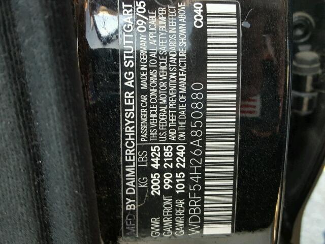 WDBRF54H26A850880 - 2006 MERCEDES-BENZ C GENERATI BLACK photo 10