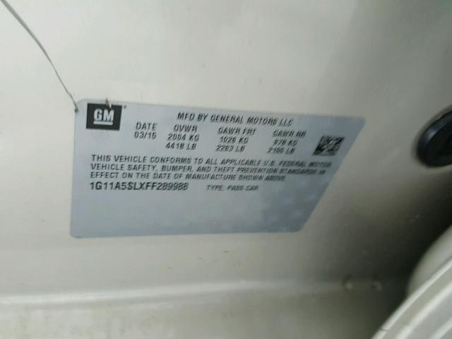 1G11A5SLXFF289988 - 2015 CHEVROLET MALIBU LS GOLD photo 10