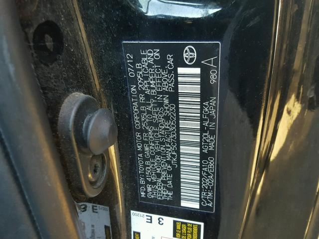 JTKJF5C73D3052230 - 2013 TOYOTA SCION TC 黑色 照片 10