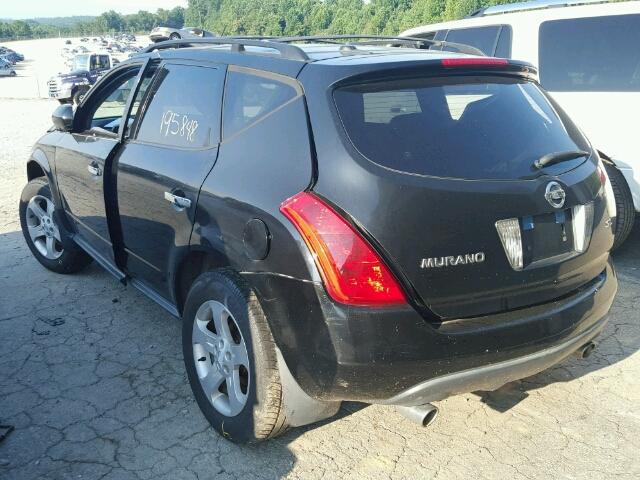 JN8AZ08T55W311229 - 2005 NISSAN MURANO SL BLACK photo 3