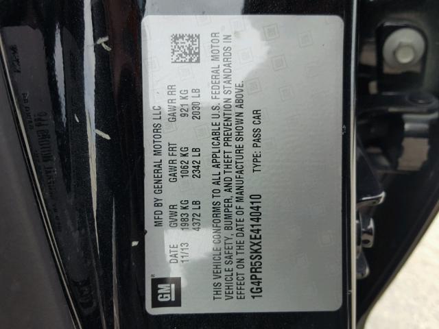 1G4PR5SKXE4140410 - 2014 BUICK VERANO CON BLACK photo 10