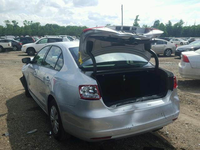 3VW1K7AJ9EM443019 - 2014 VOLKSWAGEN JETTA BASE Արծաթագույն լուսանկար 3