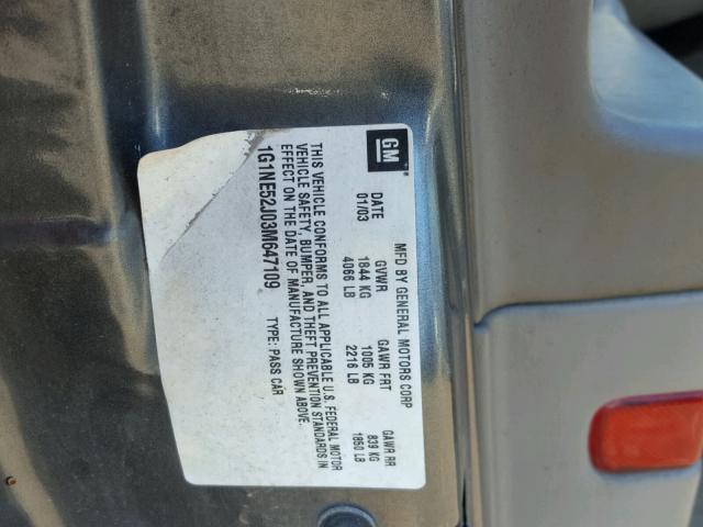 1G1NE52J03M647109 - 2003 CHEVROLET MALIBU LS 灰色 照片 10