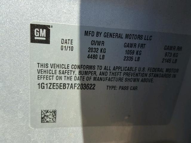 1G1ZE5EB7AF203622 - 2010 CHEVROLET MALIBU LTZ 银色 照片 10