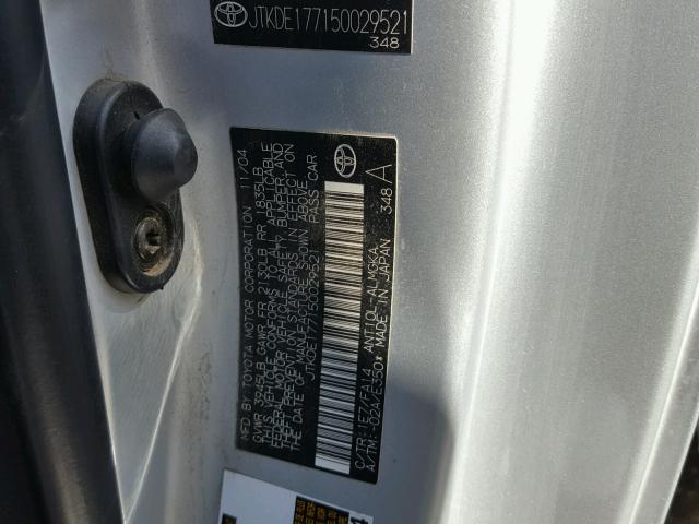 JTKDE177150029521 - 2005 TOYOTA SCION TC 银色 照片 10