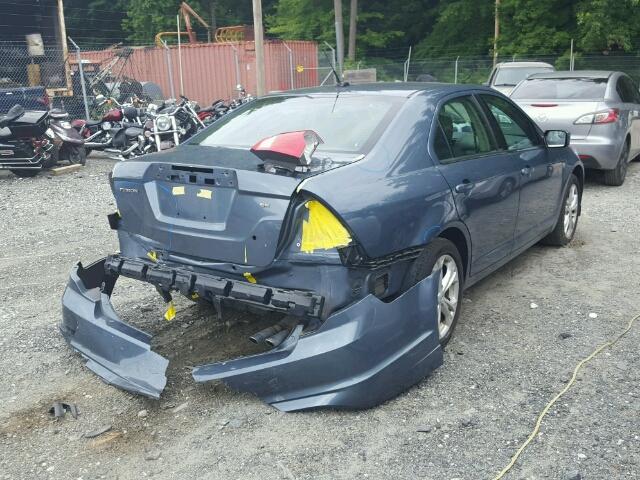 3FAHP0HA3CR348574 - 2012 FORD FUSION SE BLUE photo 4