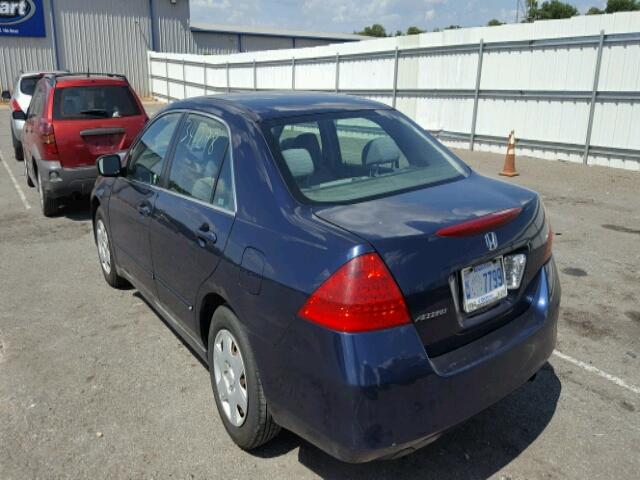 1HGCM56427A002542 - 2007 HONDA ACCORD LX BLUE photo 3