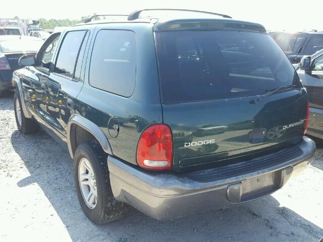 1B4HR38N32F126909 - 2002 DODGE DURANGO SP GREEN photo 3