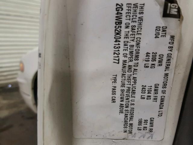 2G4WB52K041312177 - 2004 BUICK REGAL LS WHITE photo 10