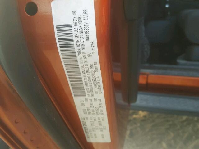 1J4AA2D19BL620132 - 2011 JEEP WRANGLER S ORANGE photo 10