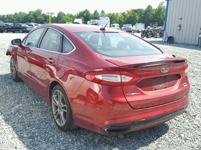 3FA6P0K90DR197748 - 2013 FORD FUSION TIT RED photo 3