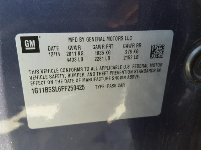 1G11B5SL6FF250425 - 2015 CHEVROLET MALIBU LS Mavi foto 10