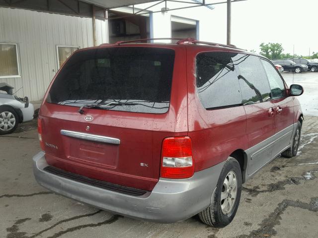 KNDUP131146526969 - 2004 KIA SEDONA EX BURGUNDY photo 4