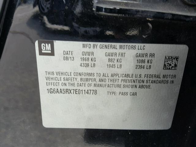 1G6AA5RX7E0114778 - 2014 CADILLAC ATS BLACK photo 10