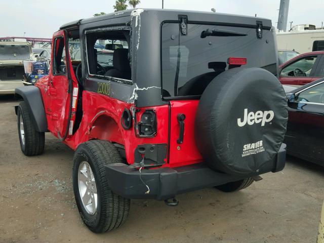 1C4AJWAG0DL558077 - 2013 JEEP WRANGLER S RED photo 3