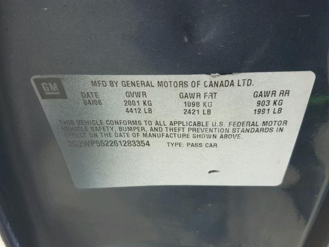 2G2WP552261283354 - 2006 PONTIAC GRAND PRIX GRAY photo 10
