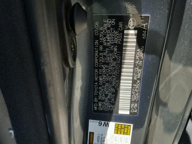 JTKDE177070162211 - 2007 TOYOTA SCION TC 石墨色 照片 10