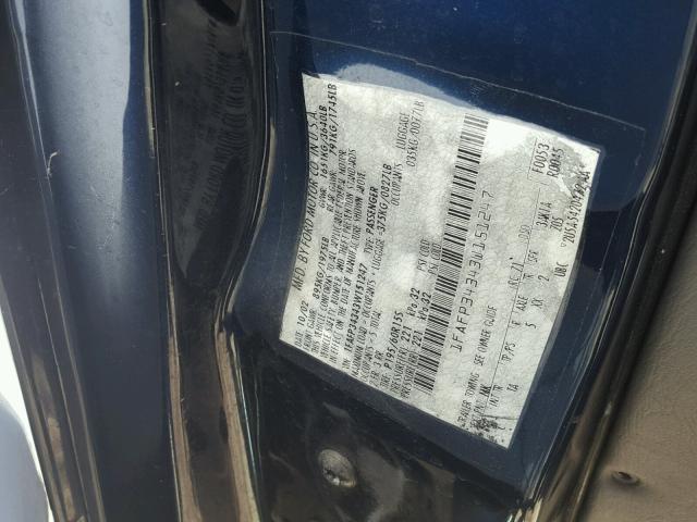 1FAFP34343W151247 - 2003 FORD FOCUS SE C BLUE photo 10