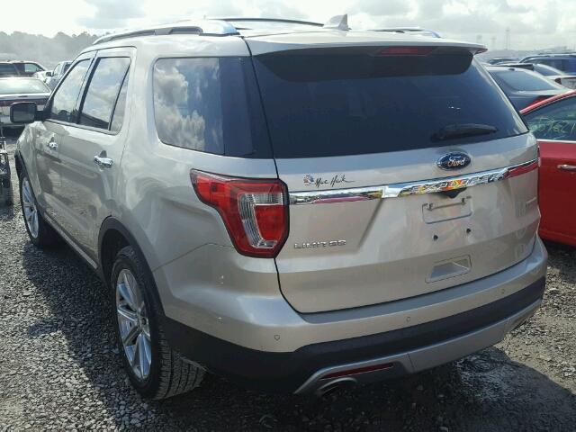 1FM5K7FH6HGA80702 - 2017 FORD EXPLORER L 金色 照片 3