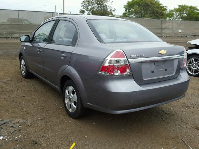 KL1TD56607B121661 - 2007 CHEVROLET AVEO BASE Сұр фото 3