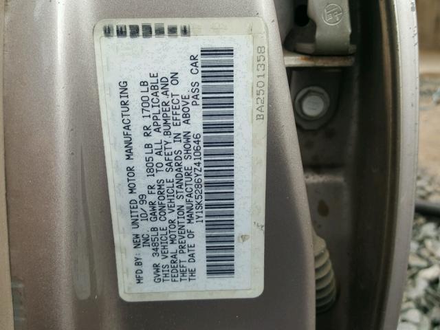 1Y1SK5286YZ410646 - 2000 CHEVROLET GEO PRIZM 米色 照片 10