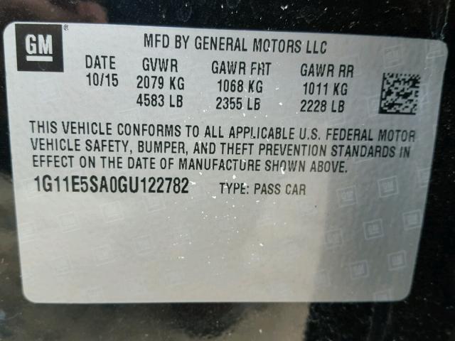 1G11E5SA0GU122782 - 2016 CHEVROLET MALIBU LIM 黑色 照片 10