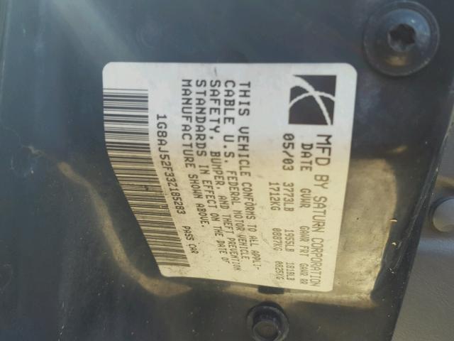 1G8AJ52F33Z185283 - 2003 SATURN ION LEVEL SILVER photo 10