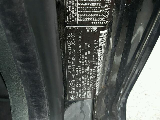 WBABV13404JT20382 - 2004 BMW 325 CI SUL BLACK photo 10