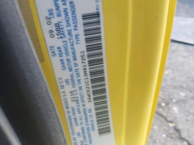 3VWCK21C13M417251 - 2003 VOLKSWAGEN NEW BEETLE 黄色 照片 10