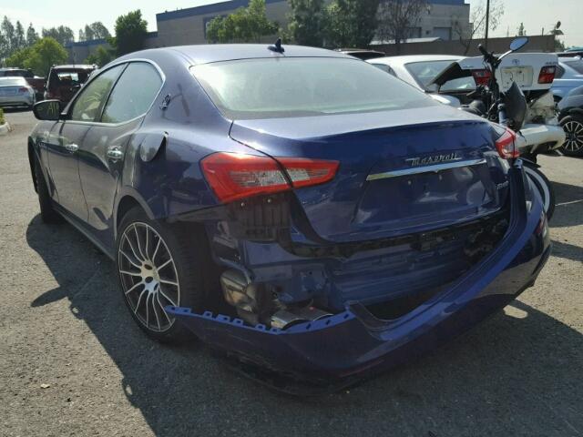 ZAM57XSA6H1213889 - 2017 MASERATI GHIBLI BLUE photo 3