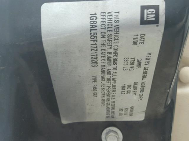 1G8AL55F17Z173208 - 2007 SATURN ION LEVEL WHITE photo 10