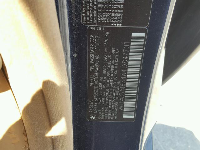 WBAGN63464DS47701 - 2004 BMW 745 LI BLUE photo 10
