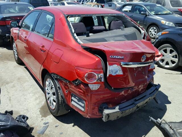 2T1BU4EE4DC094596 - 2013 TOYOTA COROLLA BA RED photo 3