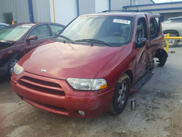 4N2ZN15T72D812504 - 2002 NISSAN QUEST GXE RED photo 2