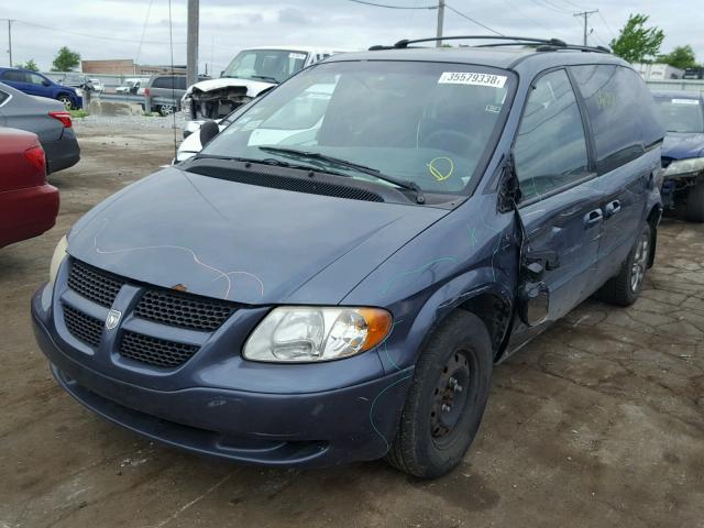 1B4GP45332B569885 - 2002 DODGE CARAVAN SP BLUE photo 2