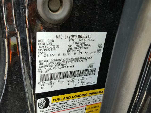 5LMJJ3LTXGEL11689 - 2016 LINCOLN NAVIGATOR 黑色 照片 10