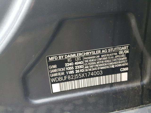 WDBUF82J55X174003 - 2005 MERCEDES-BENZ E 320 4MAT BLUE photo 10