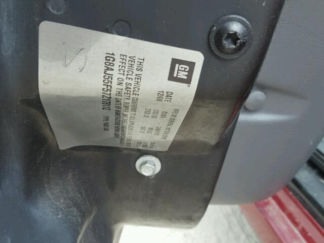 1G8AJ55F57Z178112 - 2007 SATURN ION LEVEL RED photo 10