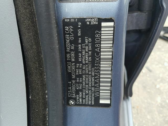 WBAAM3331XCA81082 - 1999 BMW 323I BLUE photo 10