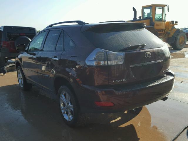 JTJHW31U282854439 - 2008 LEXUS RX 400H BURGUNDY photo 3